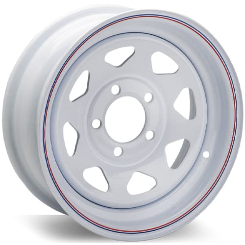 Americana Tire and Wheel 20232 Trailer Wheel White With Stripes 13"x4.5" 5 lug on 4.5"