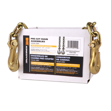 Kinedyne 3/8" by 20’ Grade 70 Grab Hook Chain Assembly - 1 Per Box
