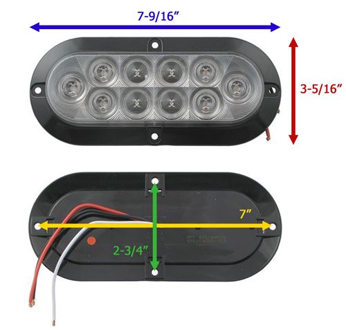 Optronics LED Trailer Tail Light. Clear Lens Surface Mount
